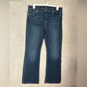 7 For All Mankind Dojo Jeans Womens 32 Blue Stretch Denim Flare Bootcut Mid Rise